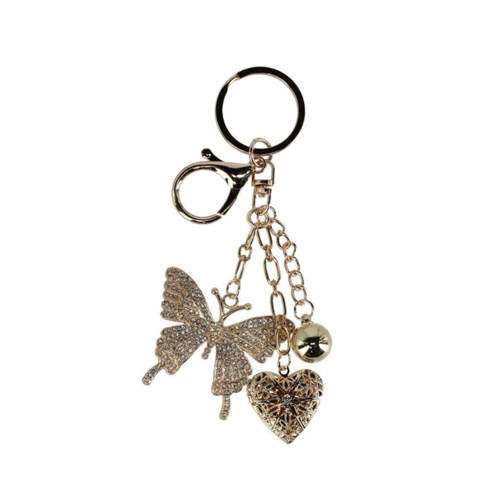 CTM Women's Crystal Butterfly & Heart Bag Charm